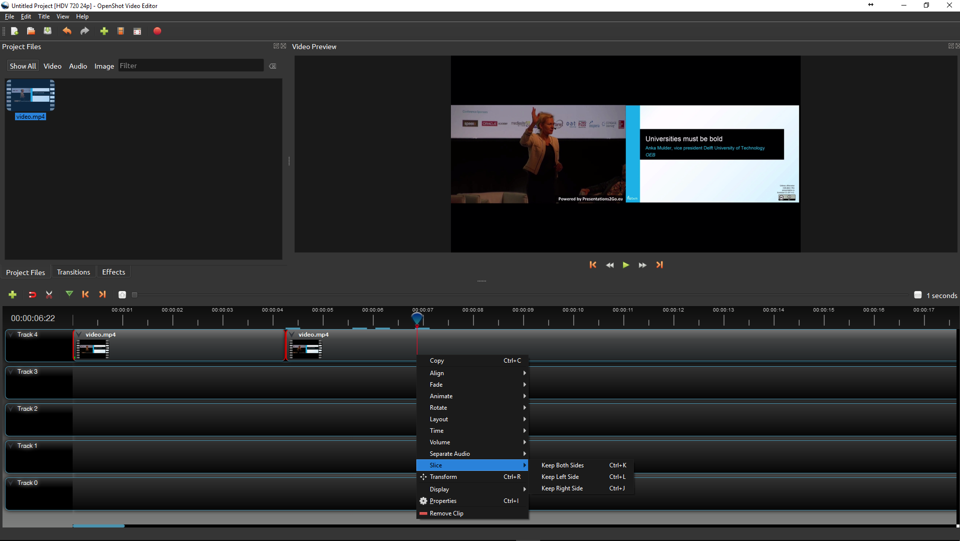 openshot video editor crop video