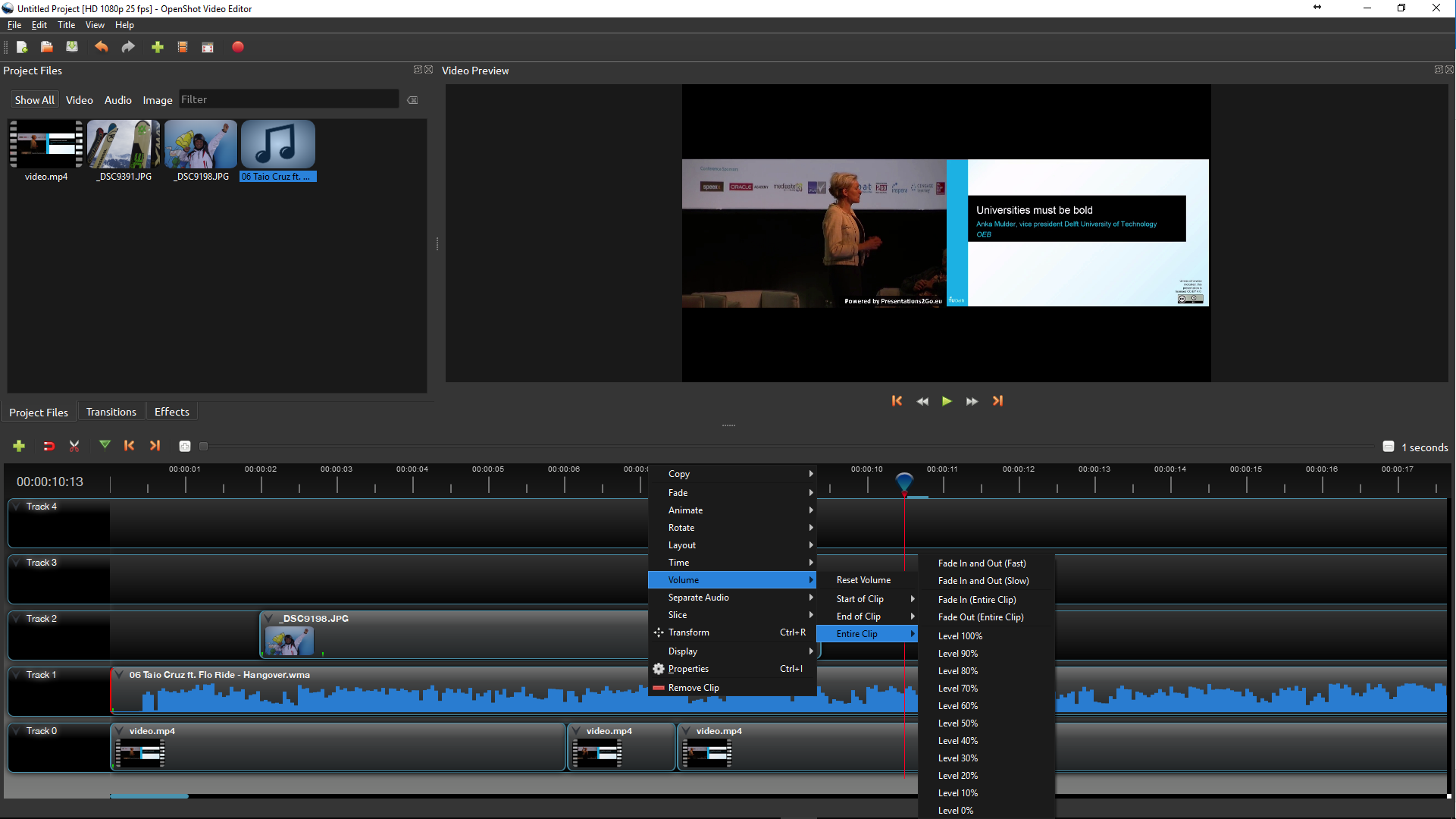 openshot video editor edit audio