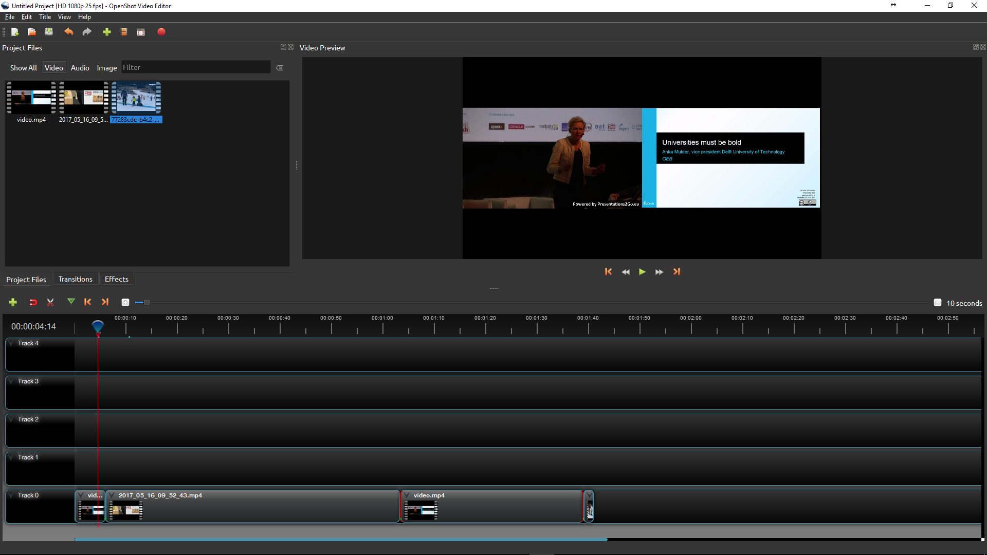 openshot video editor tracks merge